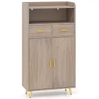 Helloshop26 Buffet - - Küchenschrank - 60 x 30 x 113 cm - Metall - Grau gewaschen