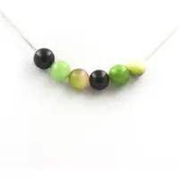 Bijoux Edelsteine und Mineralien. Halskette mit Perlen aus schwarzem Achat + Wassermelonenturmalin + Peridot 8 mm Kette aus Edelstahl.