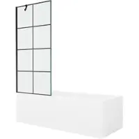 Mexen Cubik rechteckige Badewanne 170 x 70 cm mit Verkleidung und 1-flügliger Duschabtrennung 80 cm, Schwarzes Design - 55031707