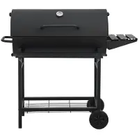Helloshop26 Holzkohle-Grillwagen - - 95 x 108 x 61 cm - Schwarz - Robust - Einfach zu montieren
