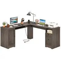 Helloshop26 Computerbüro in L 168 x 168 x 76 cm mit ergonomischer Ladestation