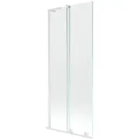 Mexen Velar L Duschabtrennung für Badewanne 2-flügelig schiebbar 85 x 150 cm, transparent, weiß - 896-085-003-01-20
