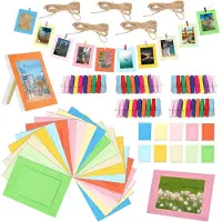 Jojomino 105-teiliges 6-Zoll-Fotorahmen-Set aus buntem Papier für 4 x 6 Zoll große Fotos, hängende Ausstellungsrahmen, Album-Wanddekoration