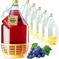 Kadax 6x Wine Carboy 5L Balloon Lady in Basket Weinflasche + Verschluss