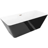 Mexen Velo Slim freistehende Badewanne 170 x 75 cm, weiß/schwarz, Überlauf Roségold - 52811707575-60