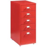 Helloshop26 Büroschrank - - Rollschrank - 5 Schubladen - Metall - Rot