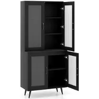 Helloshop26 Buffet - - 4 transparente Türen - 80 x 40 x 178,5 cm - Elegant und praktisch - Optimale Aufbewahrung