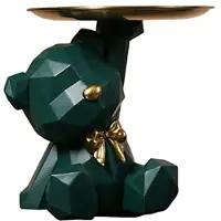 Jojomino Aufbewahrungstablett Statue Schlüsselhalter Figur, Schmuck Ohrringe Lippenstifte Tablett, Bärenstatuen mit Schale, Skulpturen Schlüsselschale-C