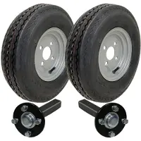 Parnells 2er-Set – 4,00 x 8 4-lagiges P811-Anhängerrad 4/100 mm und Nabe und Achsschenkel 4/100 M12