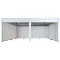 Mendler Pergola MCW-L46 mit 6x Seitenwand, Gartenpavillon Lamellen-Pavillon Rollo, 11cm-Alu-Gestell, sturmfest 3x6m weiß