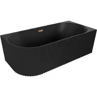 Mexen Gia freistehende Eckbadewanne geriffelt rechts 170 x 80 cm, schwarz matt, Überlauf Roségold - 52701708071P-60