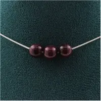 Bijoux Steine und Mineralien. Halskette mit 3 Granatperlen 8 mm. Edelstahlkette Halskette für Frauen, Männer. Anpassbare Größe.