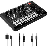 Torribaly F998 Live-Soundkarte, Audio-Mixer, Podcast, Stimmenverzerrer für Effektboard, Mikrofon, Karaoke