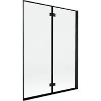 Mexen Mist Badewannenabtrennung 2-flügelig rechts 130 x 150 cm, schwarzer Rahmen, schwarz - 8A9-130-002-70-70-P