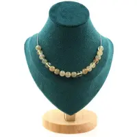 You do it Steine und Mineralien. Halskette mit 20 Rutilquarz-Perlen 8 mm Edelstahlkette für Frauen, Männer. Individuell anpassbare Größe.