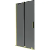 Mexen Velar Badewannen-Abtrennung 2-flügelig, verschiebbar 95 x 150 cm, Grafit, gebürstet Gold - 896-095-000-41-55