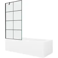 Mexen Vega rechteckige Badewanne 160 x 70 cm mit Verkleidung und 1-flügliger Duschabtrennung 90 cm, Schwarzes Design - 550116070