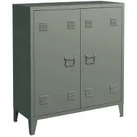 Helloshop26 Büroregal - Metall - 2 Türen - Modernes Design - 90 x 80 x 33 cm - Dunkelgrau