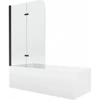Mexen Cubik Rechteckbadewanne 160 x 70 cm mit Verkleidung und 2-flügeliger Blende 100 cm, Transparent, Schwarz - 550316070X90100