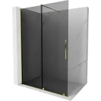 Mexen Velar Walk-in Duschwand ausziehbar 150 x 200 cm, grafit 8 mm, gold - 871-150-000-43-50