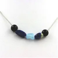 Bijoux Collier - Ein - Schwarze Achat 8 mm - Aquamarin - Lapislazuli - Edelstahl