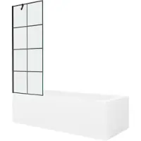 Mexen Vega rechteckige Badewanne 160 x 70 cm mit Verkleidung und 1-flügliger Duschabtrennung 70 cm, Schwarzes Design - 550116070