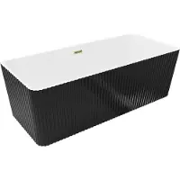 Mexen Nila freistehende geriffelte Badewanne 170 x 75 cm, weiß/schwarz, Überlauf gold - 52841708075-50