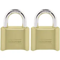 Master Lock Messing-Zahlenschloss, Torschloss fr Auenzune oder Schuppen, anpassbares Zahlenvorhngeschloss mit 2 Zoll breitem Gehuse und 1 Zo
