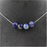 Bijoux Steine und Mineralien. Halskette mit 4 Perlen Lapis Lazuli aus Pakistan, Qualität 5A, 8 mm. Kette für Damen, Herren. Personalisierte Größe