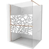 Mexen Kioto+ Duschwand mit Walk-in-Regal 80 x 200 cm, weißes Muster, gebürstetes Kupfer - 800-080-121-65-85