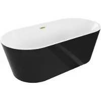Mexen Luna freistehende Badewanne 170 x 80 cm, weiß/schwarz, gebürstete Goldüberlauf - 52031708075-55