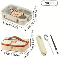 MaxPower Niedliche Lunchbox aus Edelstahl mit Bärenmotiv, 900 ml Behälter und Isoliertasche