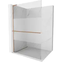 Mexen Kioto+ L Duschwand mit Regal Walk-in 110 x 200 cm, transparent/benebelt, gebürstetes Kupfer - 800-110-123-65-35