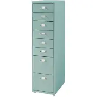 Helloshop26 Schreibtischschrank - - Rollcontainer - 8 Schubladen - Mintgrüner Stahl - Mobil und robust