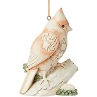 Enesco Jim Shore Heartwood Creek White Woodland Cardinal on Branch Hanging Ornament 4 Inch Multicolor