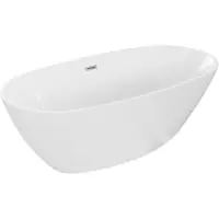 Mexen Eris freistehende Badewanne 180 x 95 cm, weiß, Überlauf gebürstetes Nickel - 53441809500-97