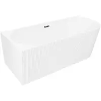 Mexen Silo freistehende Eckbadewanne links geriffelt 170 x 80 cm, weiß, Überlauf Gun Metal - 52891708000L-95