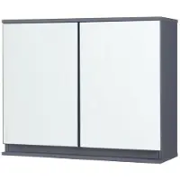Helloshop26 Wandschrank - - Badezimmer - Spiegel - 2 Türen - Grau