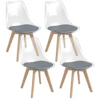 Helloshop26 - 4er-Set Esszimmerstühle 47 x 52 x 81 cm optimaler Komfort modernes Design transparent graues Buchenholz