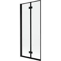 Mexen Mist Badewannenfaltwand 2-flügelig links 80 x 150 cm, schwarzer Rahmen, schwarz - 8A9-080-002-70-70-L