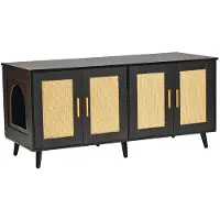 DUOKU Katzentoilette - - Holzschrank - Für 2 Katzen - Schwarz - Abmessungen 47,2x19,7x21,7 Zoll