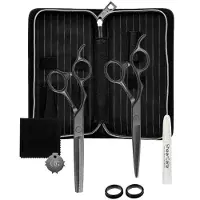 Olivia Garden SilkCut Matt Black Set Left HS 5,75 Zoll und Modellierschere 6,0 Zoll