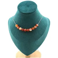 Bijoux Steine und Mineralien. Halskette mit 10 Perlen aus gebändertem Achat 8 mm. Kette aus Edelstahl für Damen und Herren. Größe anpassbar.