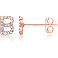 Cito-oral Ohrringe mit Buchstabe B für Mädchen, Zirkonia, Initialen-Ohrringe, Alphabet-Ohrring
