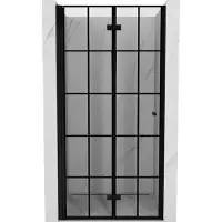 Mexen Mist-F Duschfaltüren links 120 cm, schwarzes Gitter, schwarz - 8A6-120-000-70-77-L