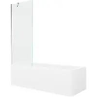 Mexen Cubik rechteckige Badewanne 150 x 70 cm mit Verkleidung und 1-flügliger Duschabtrennung 70 cm, transparent, chrom - 550315