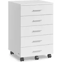 Helloshop26 Rollcontainer - - 5 Schubladen - Weiß - 40 x 42 x 65,7 cm - Einfache Mobilität