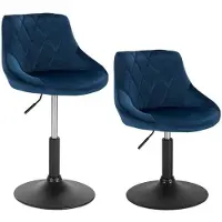 Helloshop26 Set von 2 blauen Velvet-Barstühlen 19_0000248