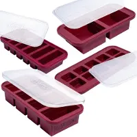 Souper Cubes Silicon Gefrierform Geschenkset mit 2 EL 1/2 1 und 2 Tasse Silikon -Gefrierschritt mit Deckel - Mahlzeitenzubereitung und Kchenbnd