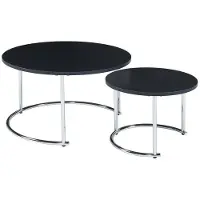 Helloshop26 Niedrigtisch-Set - - Gigognes - Schwarz - Chrom - Rund